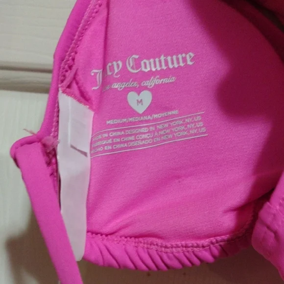 Juicy Couture Hot Pink Rhinestone Cherry 🍒 Bikini Set 🆕 - Picture 5 of 9